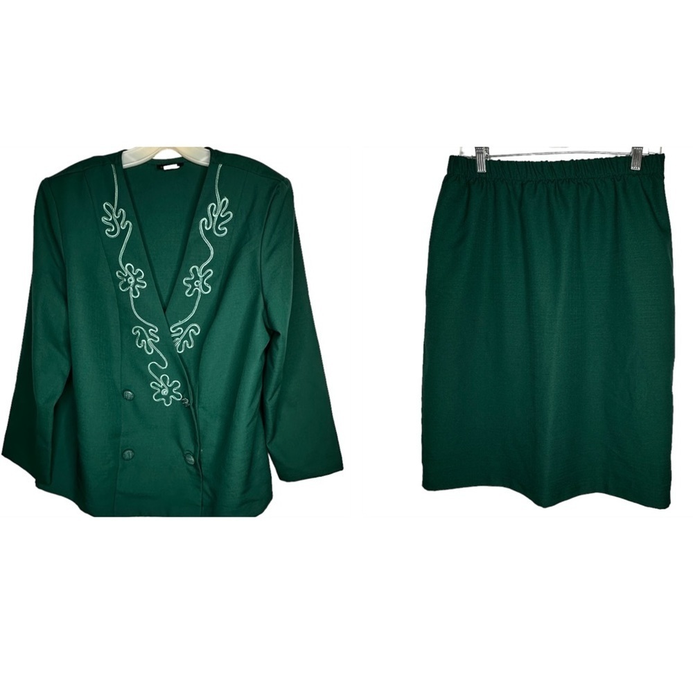 Vintage Reina Green Polyester Skirt Set